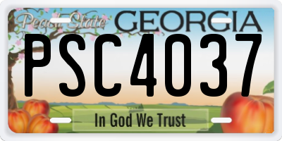 GA license plate PSC4037
