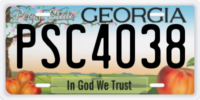 GA license plate PSC4038