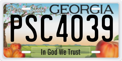 GA license plate PSC4039