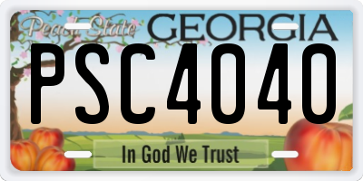 GA license plate PSC4040
