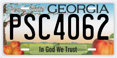 GA license plate PSC4062