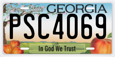 GA license plate PSC4069