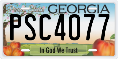 GA license plate PSC4077