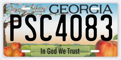 GA license plate PSC4083