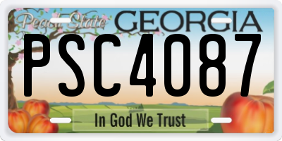 GA license plate PSC4087