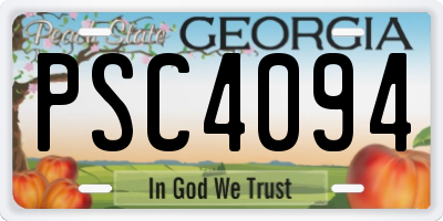 GA license plate PSC4094
