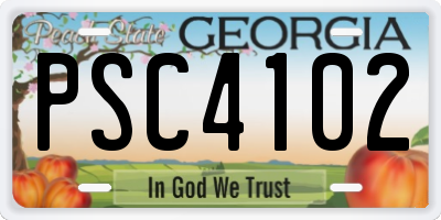 GA license plate PSC4102