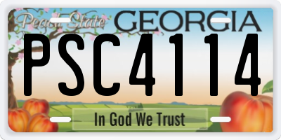 GA license plate PSC4114