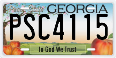 GA license plate PSC4115