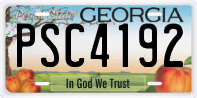 GA license plate PSC4192