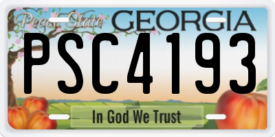 GA license plate PSC4193