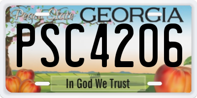 GA license plate PSC4206