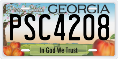 GA license plate PSC4208