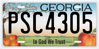 GA license plate PSC4305