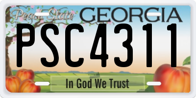 GA license plate PSC4311