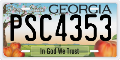 GA license plate PSC4353