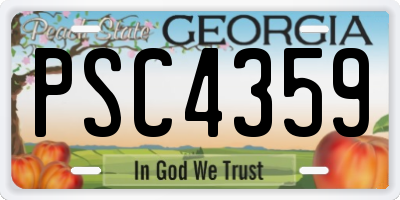 GA license plate PSC4359