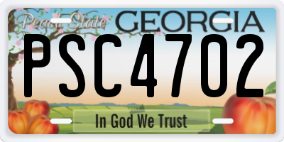 GA license plate PSC4702