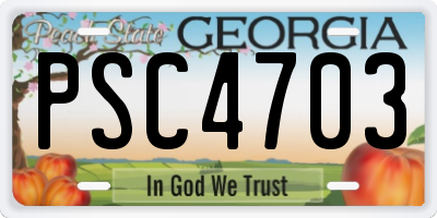 GA license plate PSC4703
