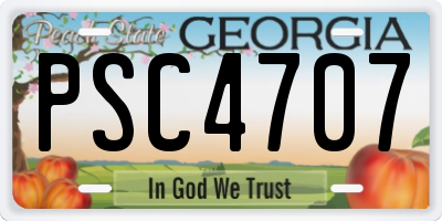 GA license plate PSC4707