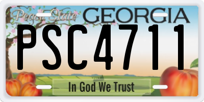GA license plate PSC4711