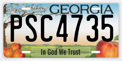 GA license plate PSC4735