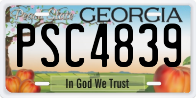 GA license plate PSC4839