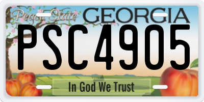 GA license plate PSC4905