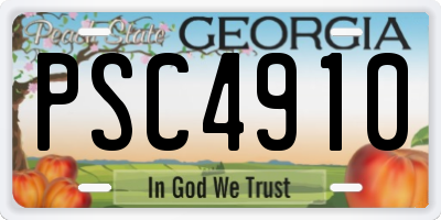 GA license plate PSC4910