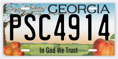GA license plate PSC4914