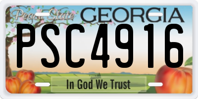 GA license plate PSC4916
