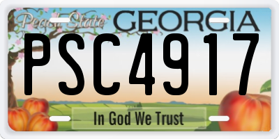 GA license plate PSC4917