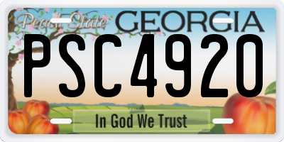 GA license plate PSC4920