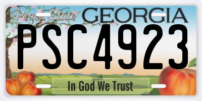 GA license plate PSC4923