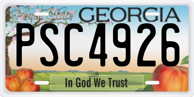 GA license plate PSC4926