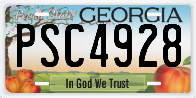 GA license plate PSC4928