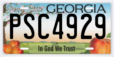 GA license plate PSC4929