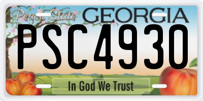 GA license plate PSC4930
