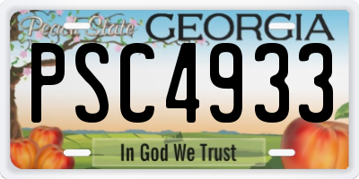 GA license plate PSC4933