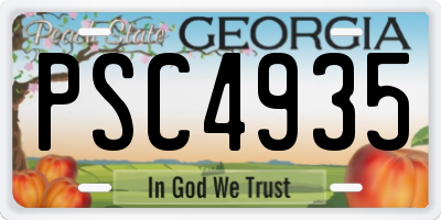 GA license plate PSC4935