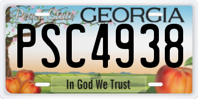 GA license plate PSC4938