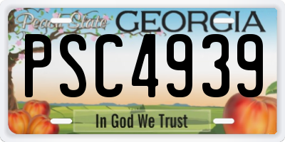 GA license plate PSC4939