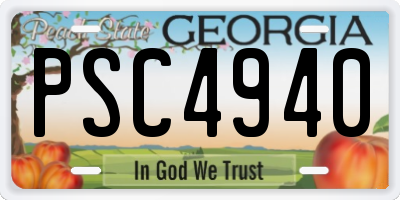 GA license plate PSC4940