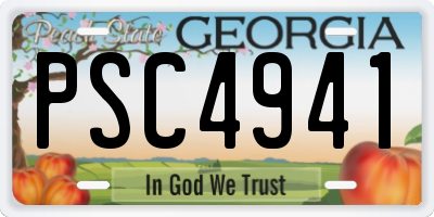 GA license plate PSC4941