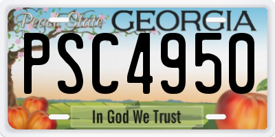 GA license plate PSC4950