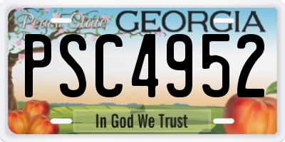 GA license plate PSC4952