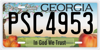 GA license plate PSC4953