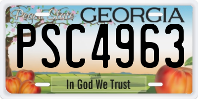 GA license plate PSC4963