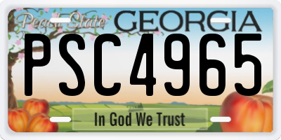 GA license plate PSC4965