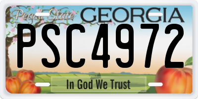 GA license plate PSC4972